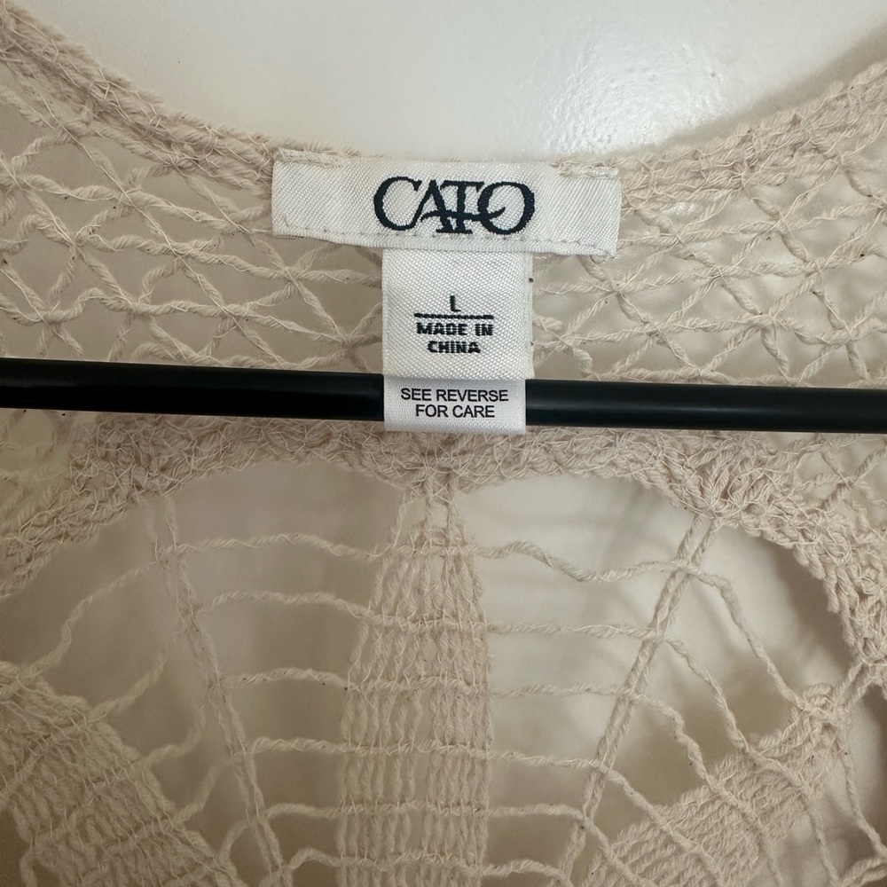 Cato boho crochet sleeveless vest with fringe western boho size L - Picture 4 of 4